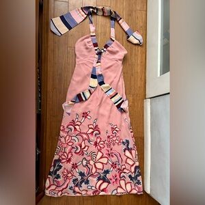 SOLD- Temperley London Pink Halter Backless Sundress